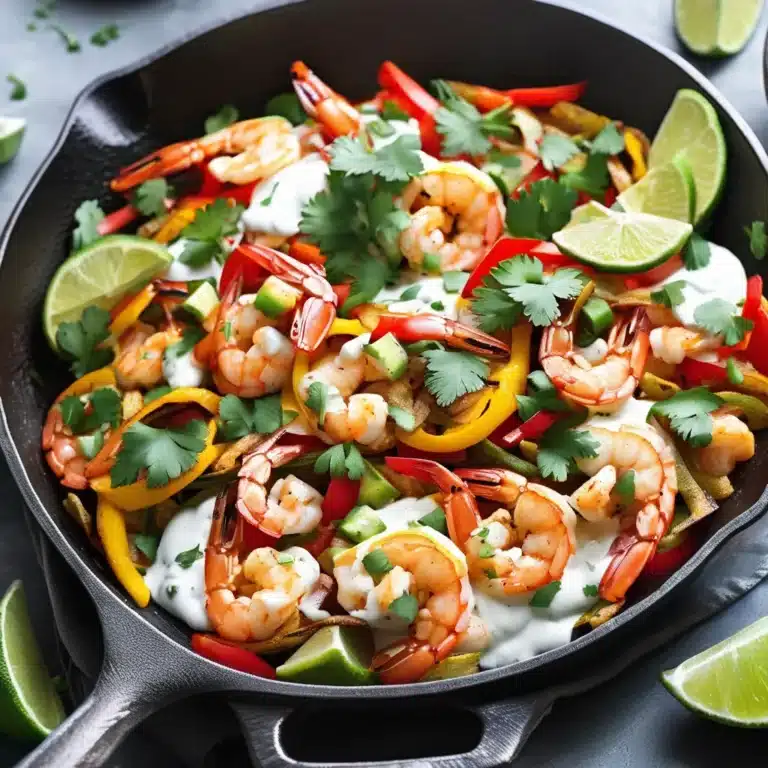 Skillet Shrimp Fajitas with Cilantro-Lime Cream