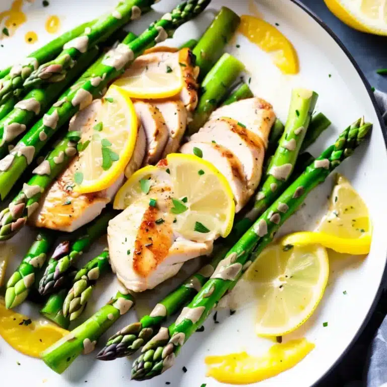 One Pan Chicken Breast and Asparagus in Lemon Cream Sauce