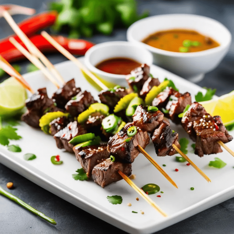 Air Fryer Spicy Ginger Beef Skewers
