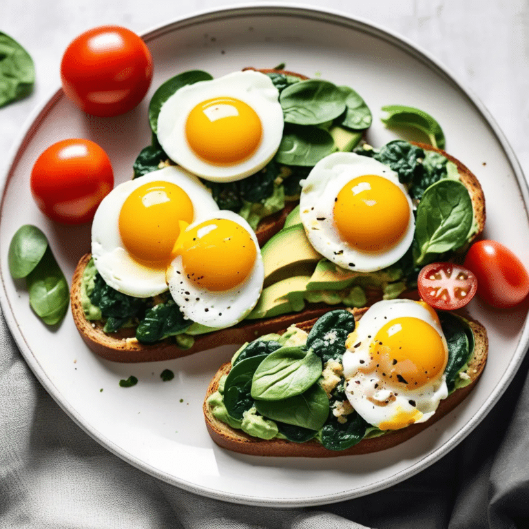 Avocado Toast with Eggs, Spinach, and Tomatoes