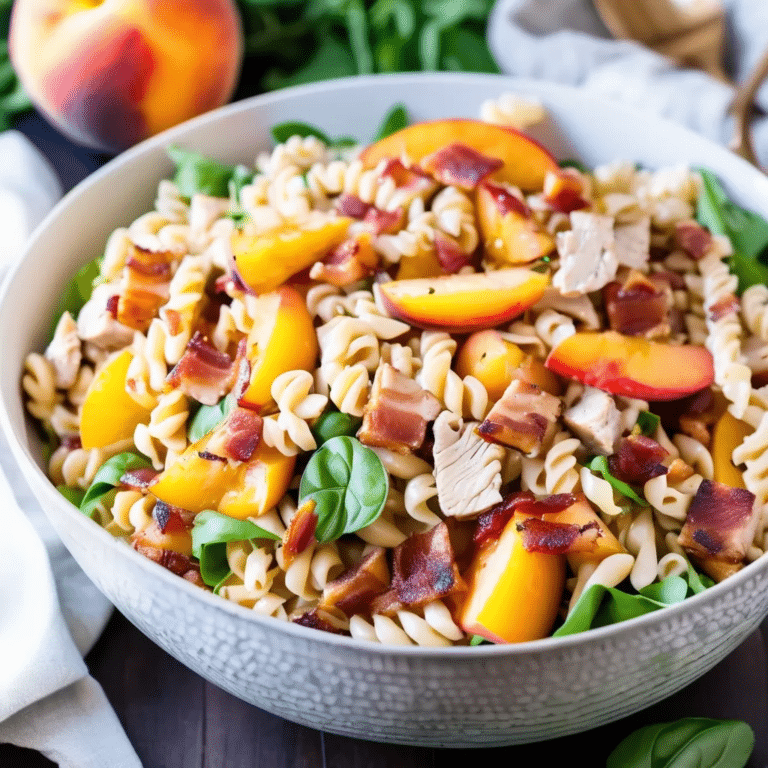 Chicken, Bacon, & Peach Pasta Salad With Hot Honey Dressing