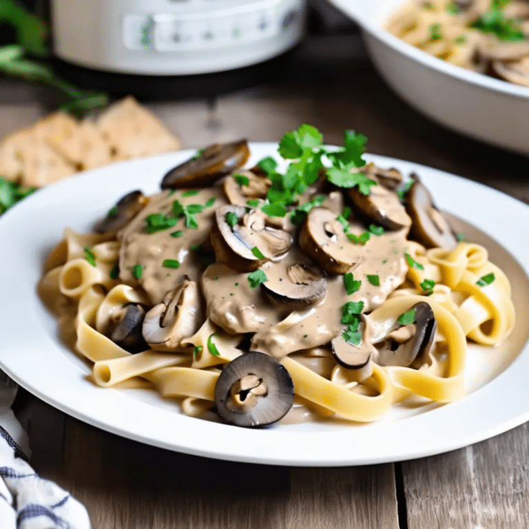 Chicken and Noodles with Mushroom Sauce
