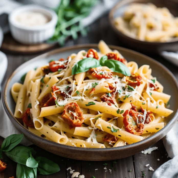 Creamy Garlic Sun-Dried Tomato Pasta