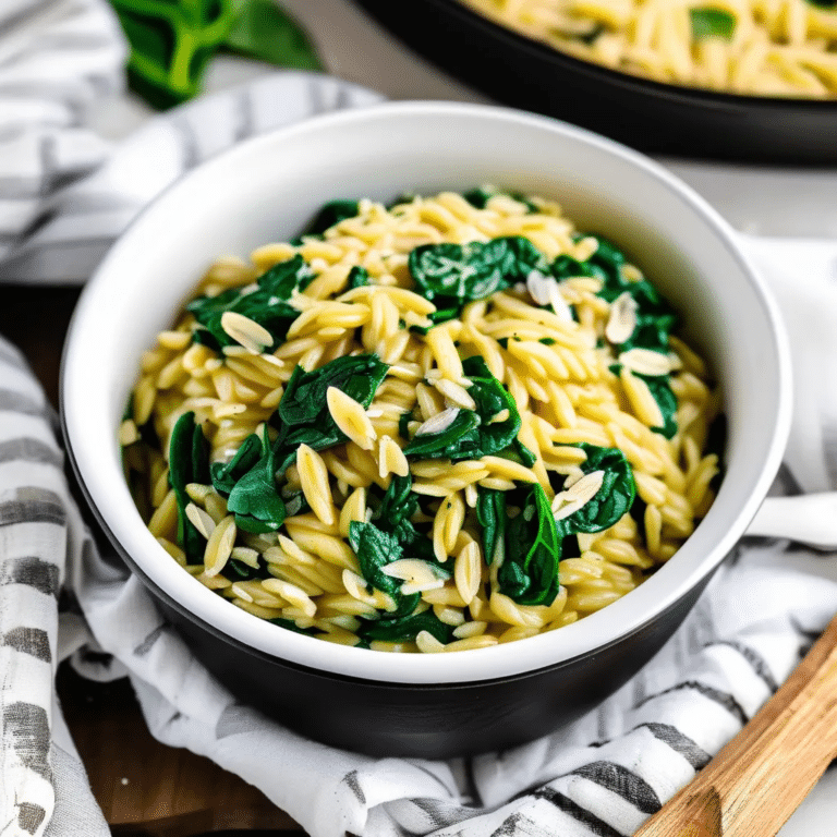 Creamy Roasted Garlic & Spinach Orzo
