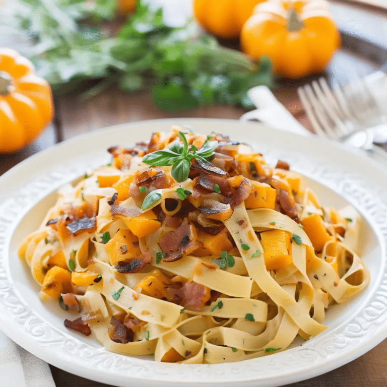 Creamy Squash Fettuccine With Caramelized Onion And Pancetta