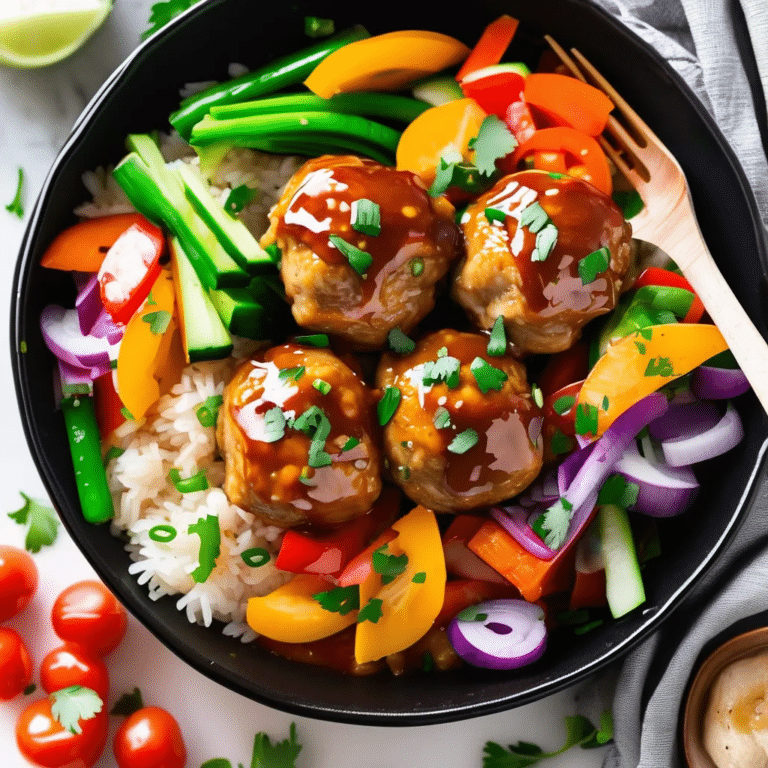 Garlic Ginger Chicken Meatball Bowls