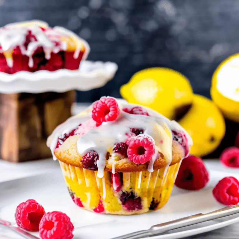 Lemon Raspberry Muffins With Glaze