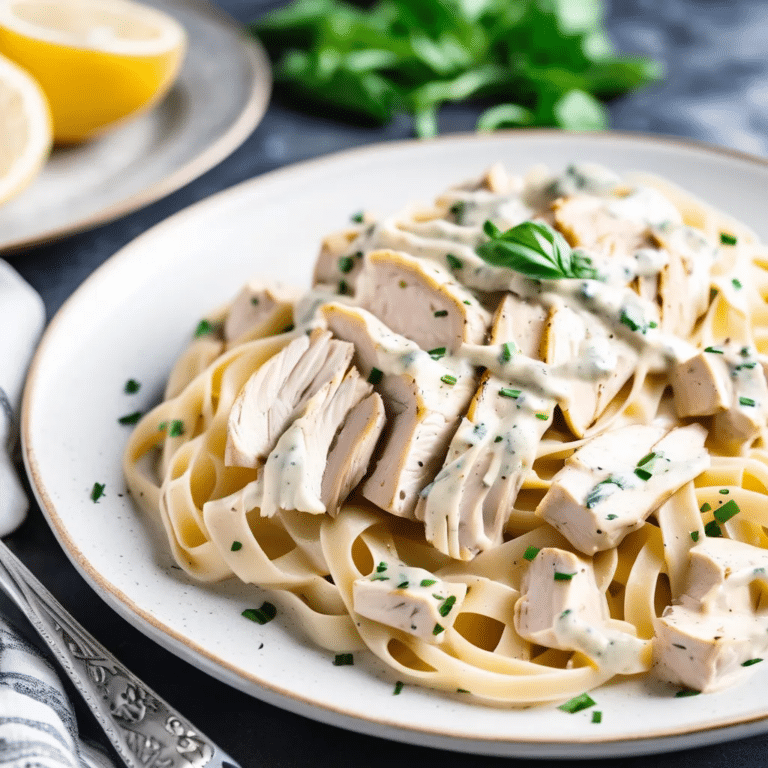 Lighter Chicken Fettuccine Alfredo