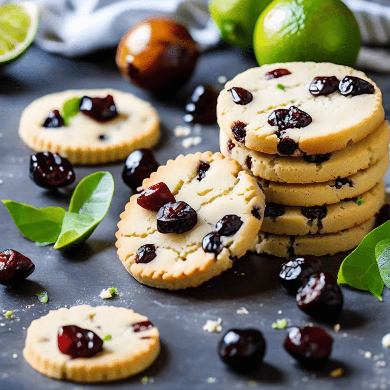 Lime Shortbread with Dried Cherries