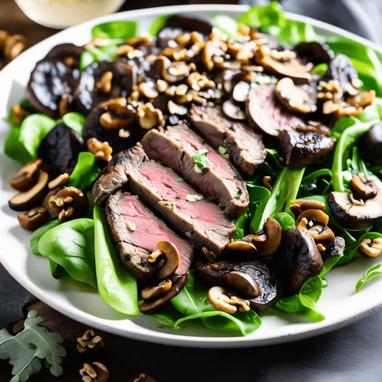 Mushroom Steak Salad With Walnut Vinaigrette