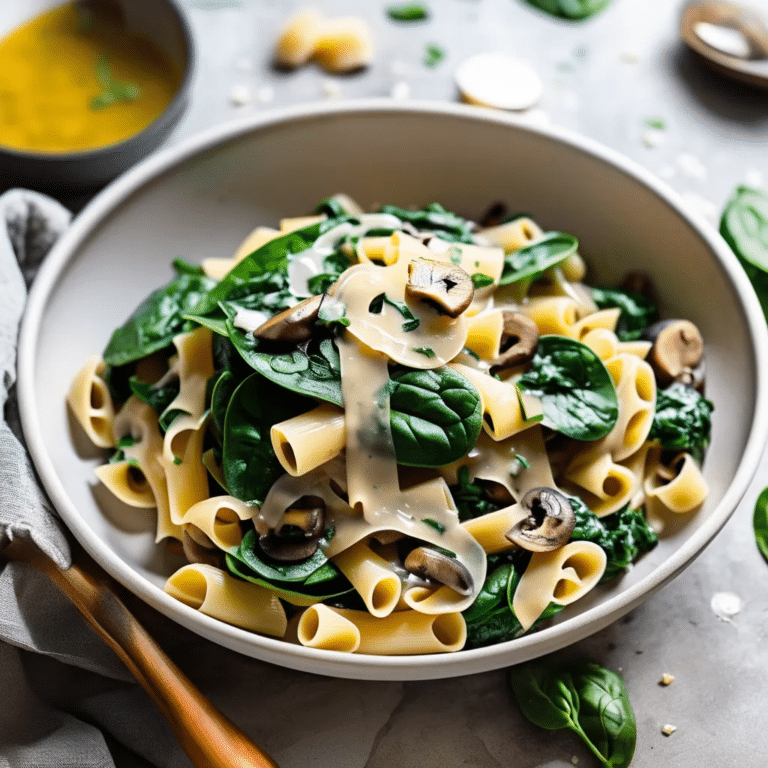 One Pot Spinach Mushroom Pasta