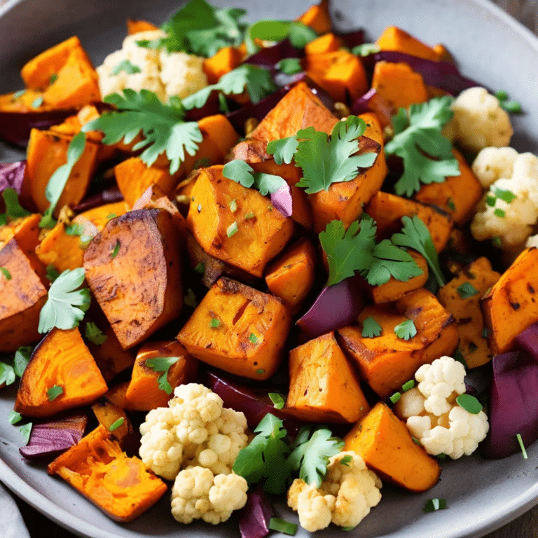 Roasted Curry-Spiced Sweet Potatoes And Cauliflower