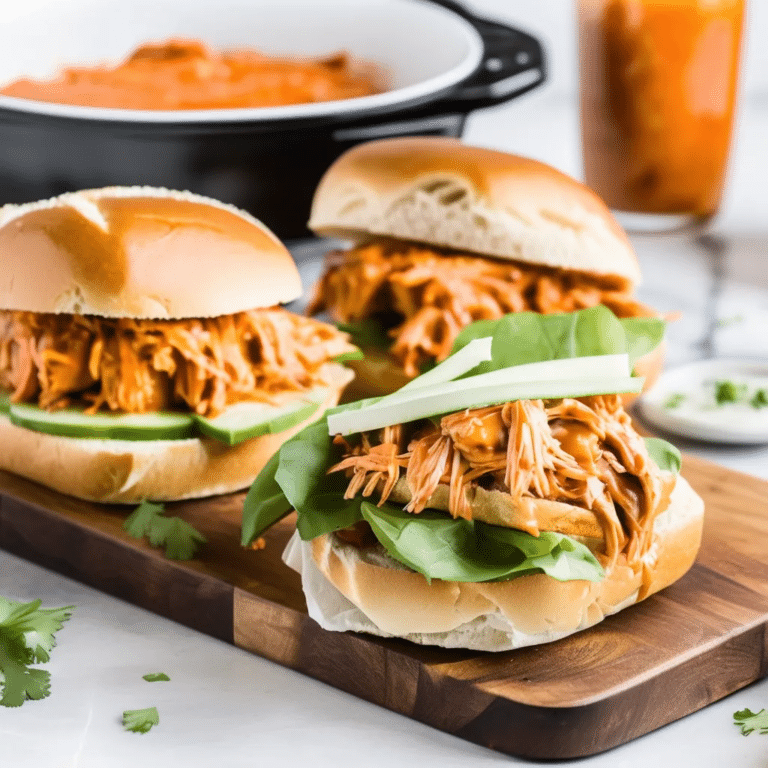 Slow Cooker Buffalo Chicken Sandwiches