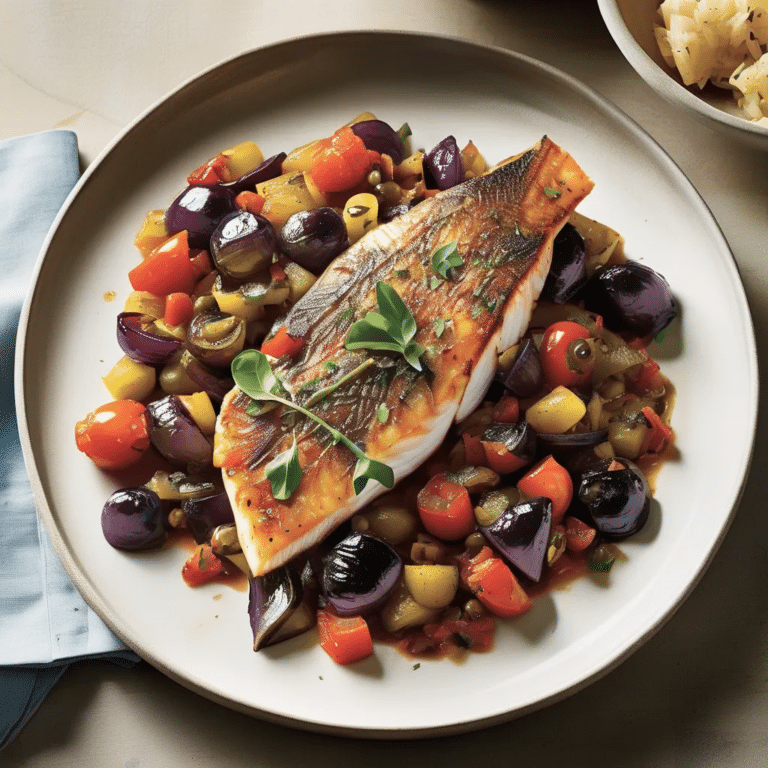 Slow-Roasted White Fish With Caponata