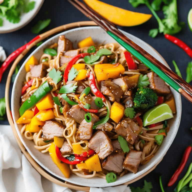Spicy Pork & Mango Noodle Stir-Fry