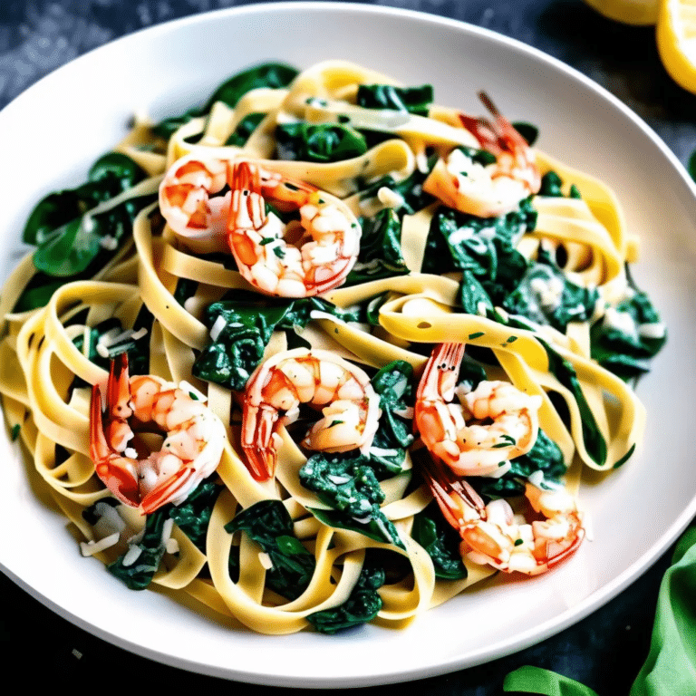 Spinach Shrimp Fettuccine