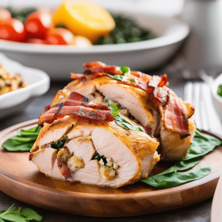 Stuffed Chicken Breast Wrapped In Bacon