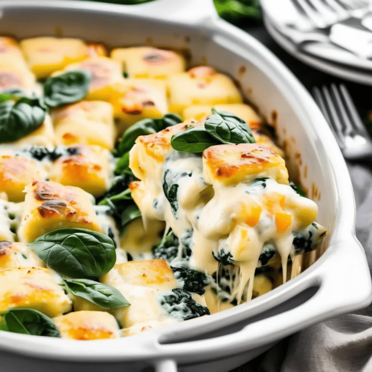 Three Cheese Baked Gnocchi With Spinach