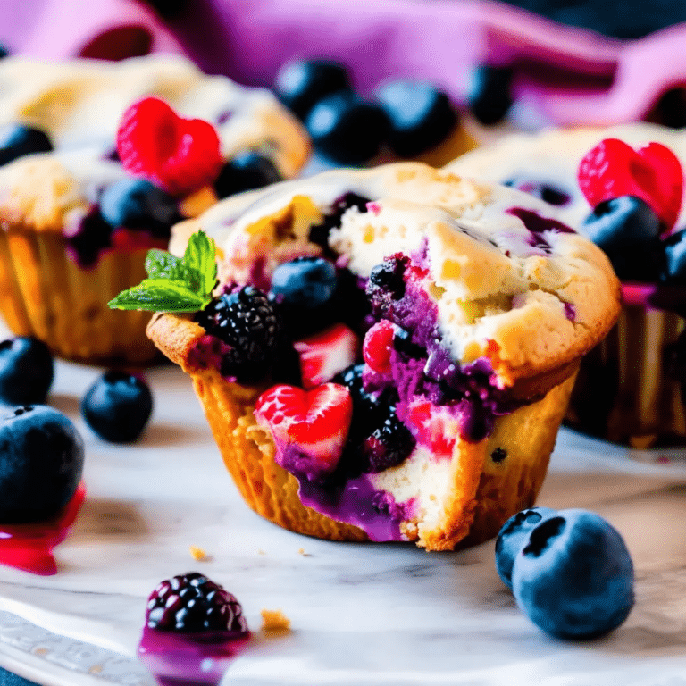 Triple Berry Cheesecake Muffins