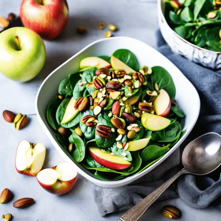 Warm Apple & Pistachio Spinach Salad