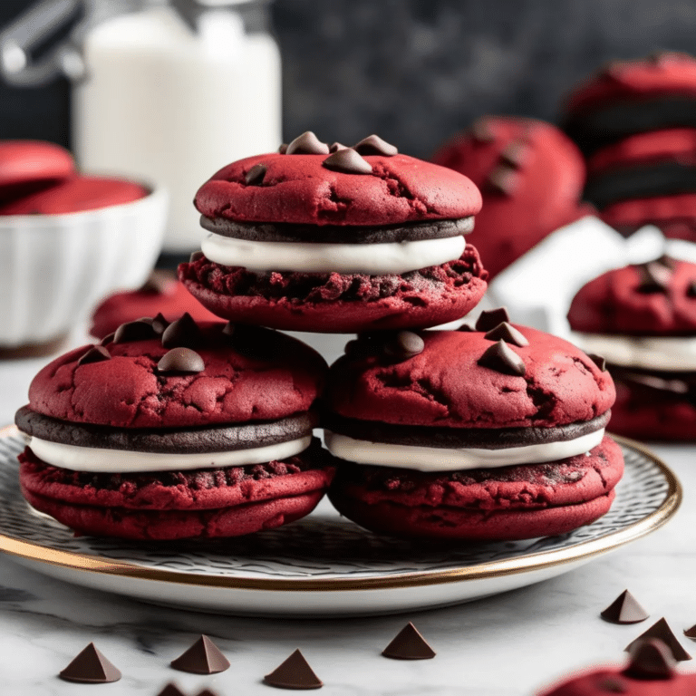 Chocolate Chip Red Velvet Whoopie Pies