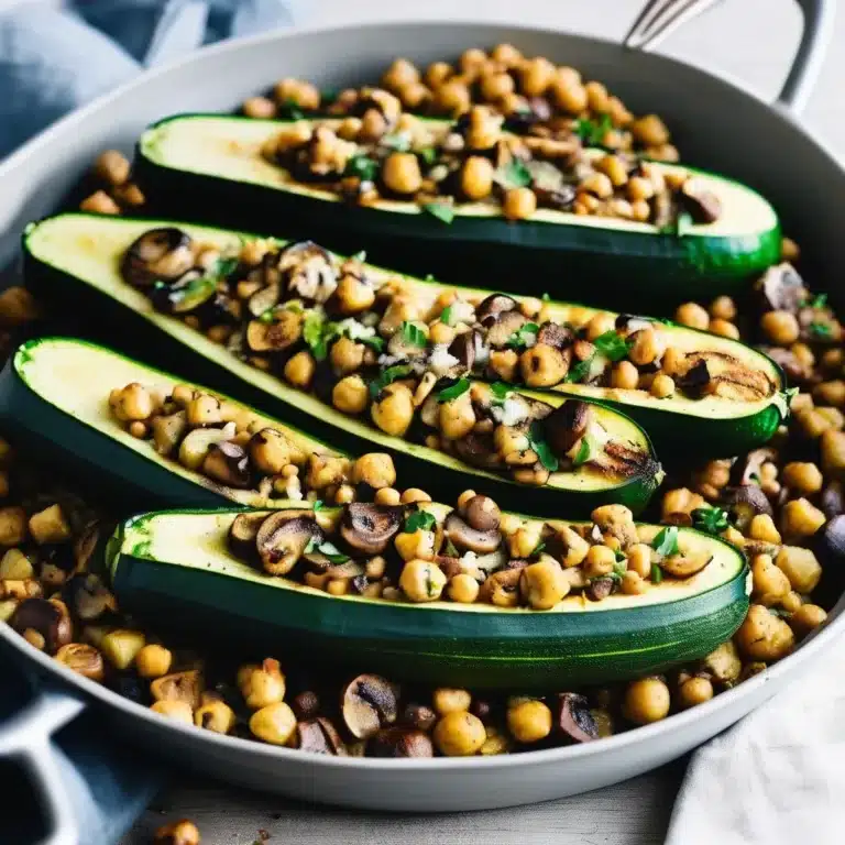 Zucchini with Chickpea and Mushroom Stuffing