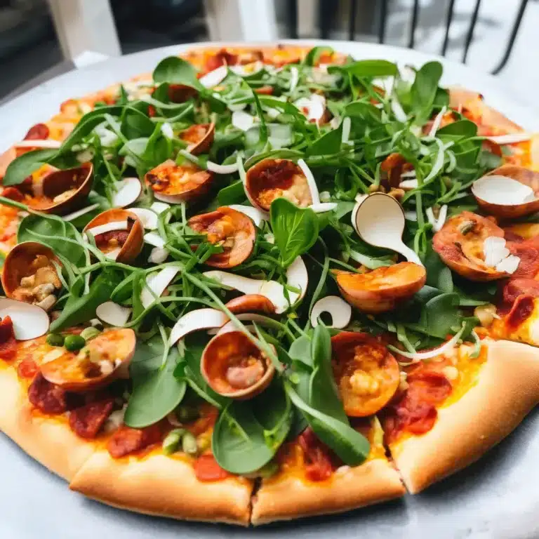 CLAM AND CHORIZO PIZZA WITH ARUGALA SALAD