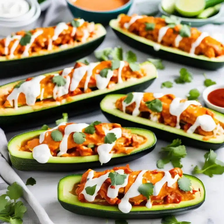 BUFFALO CHICKEN ZUCCHINI BOATS