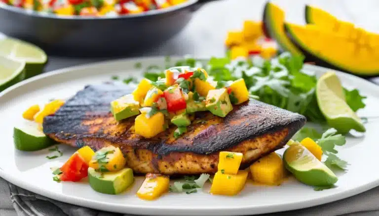 BLACKENED CATFISH WITH MANGO AVOCADO SALSA