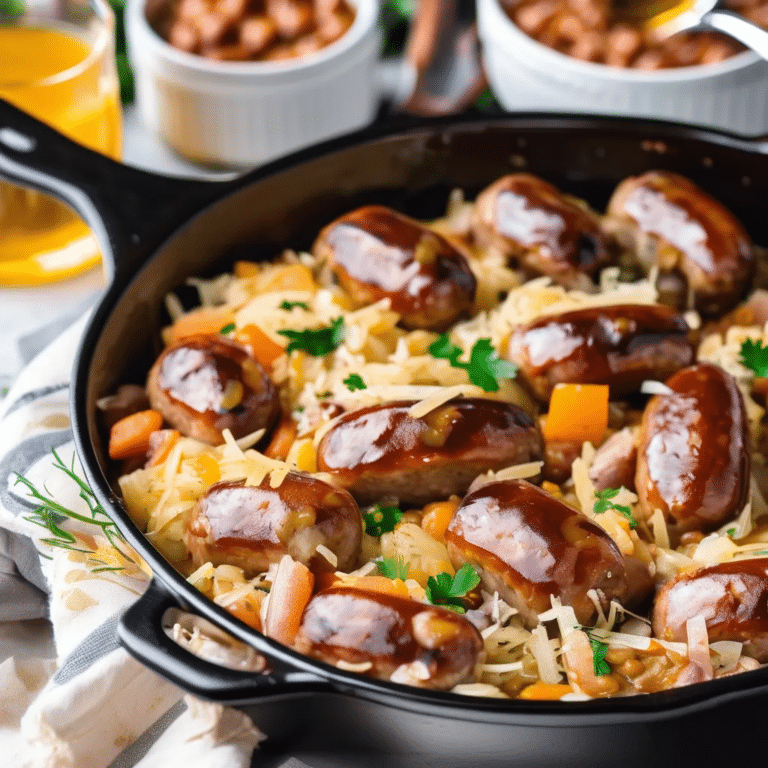 Bratwurst, Sauerkraut And Bean Casserole