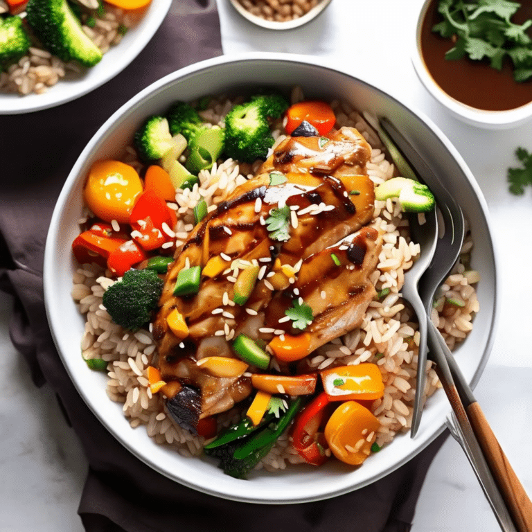Brown Rice With Sizzling Chicken And Vegetables