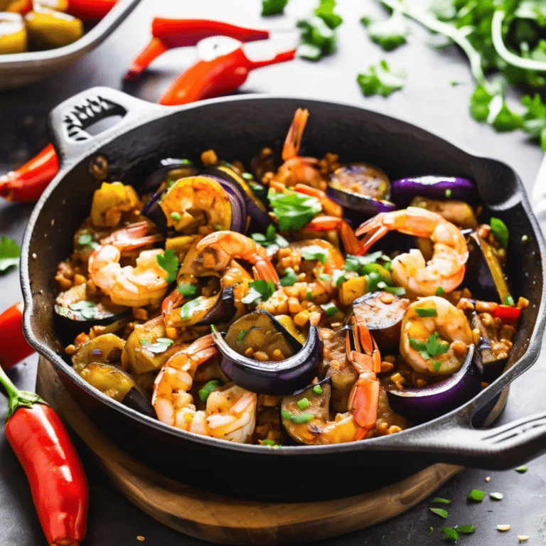 Cajun Eggplant And Shrimp Skillet