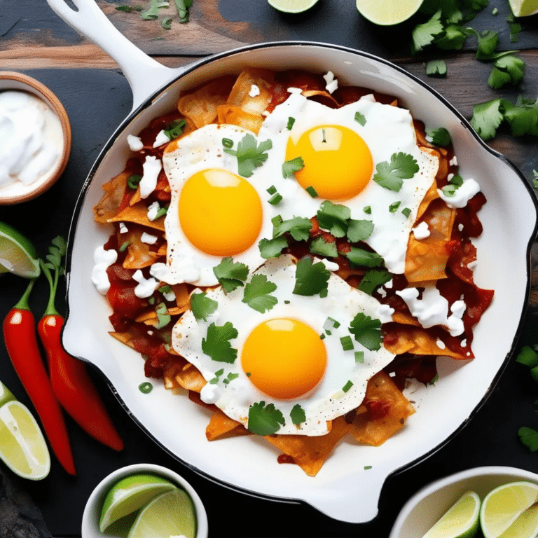 Chilaquiles Rojas With Fried Eggs