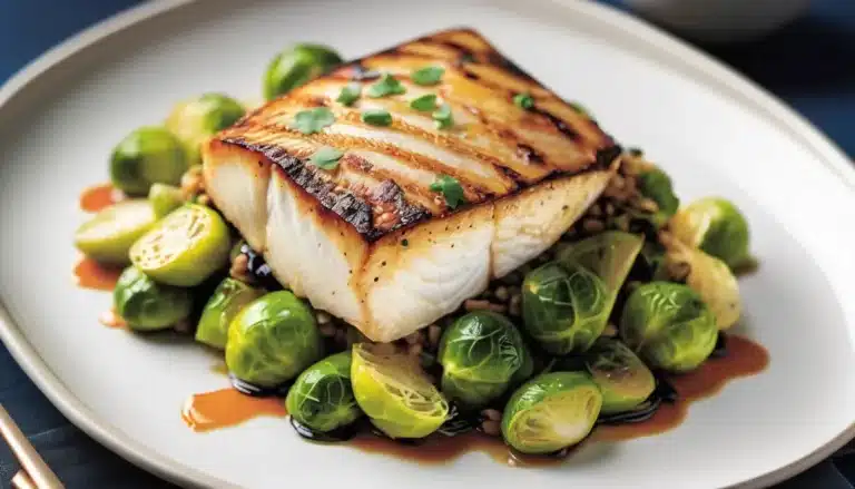 GINGER HALIBUT WITH BRUSSELS SPROUTS