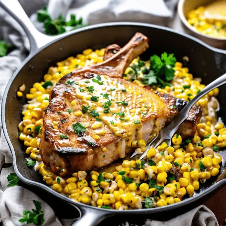 Garlic Butter Creamed Corn Pork Chops