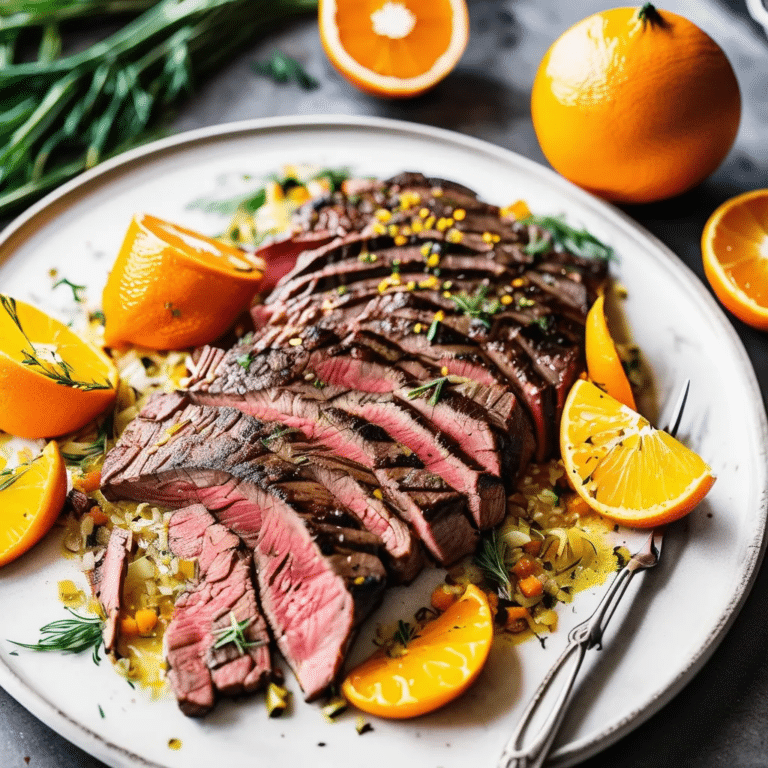 Garlic Fennel Flank Steak With Oranges