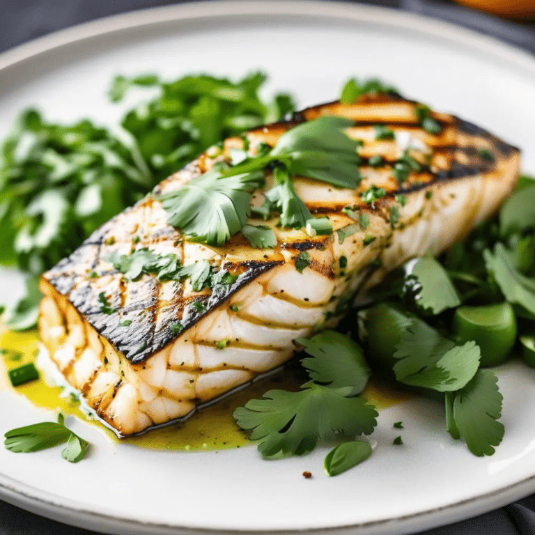 Grilled Halibut With Cilantro Garlic Butter