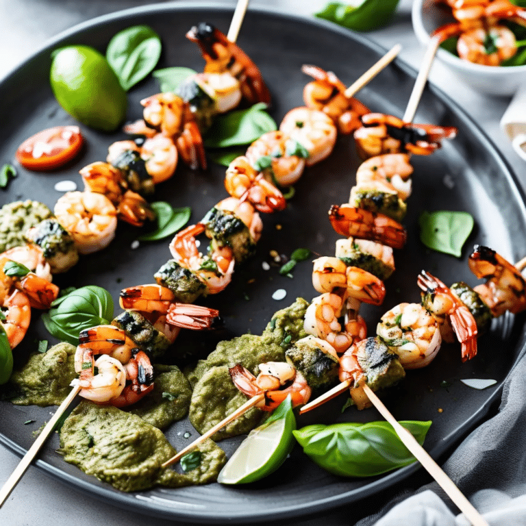 Grilled Pesto Shrimp Skewers