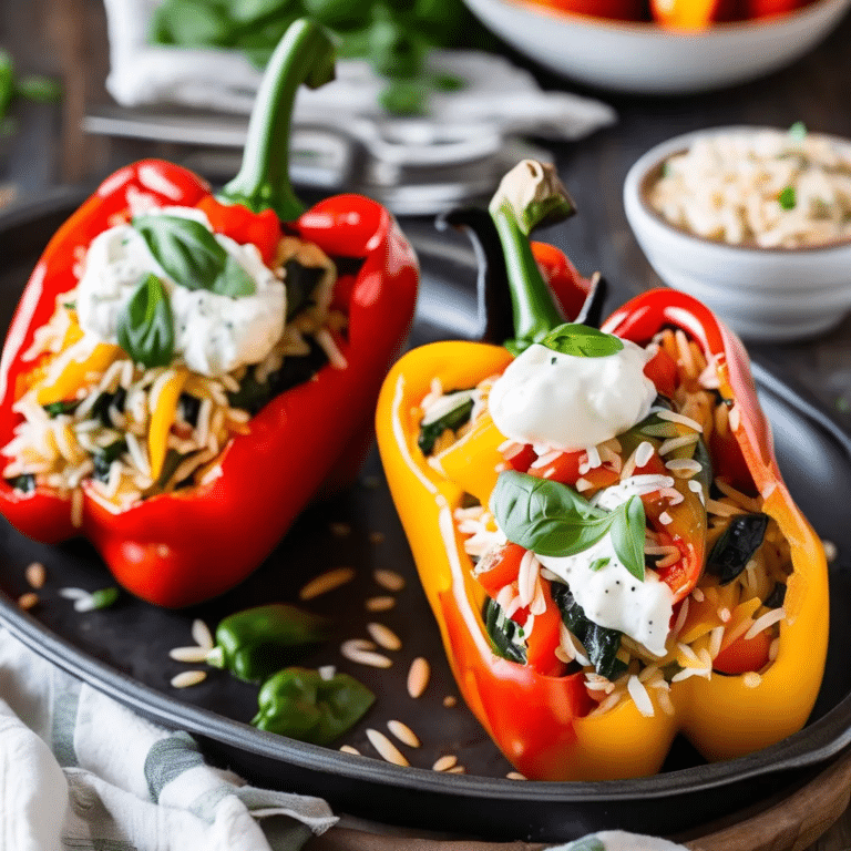Italian Orzo Stuffed Peppers With Burrata