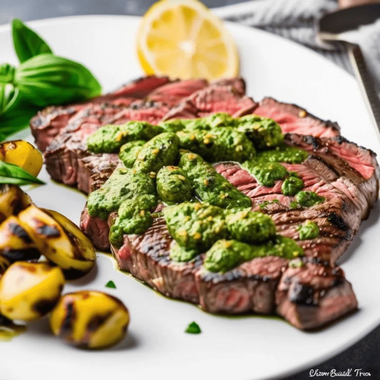 Lemon Basil Pesto Flat Iron Steak