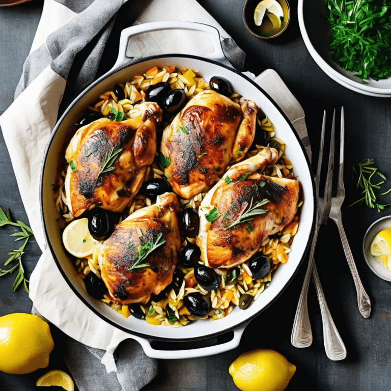 Lemon-Olive Chicken With Orzo