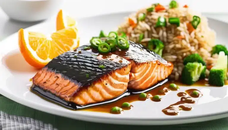 ORANGE SOY SALMON WITH RICE