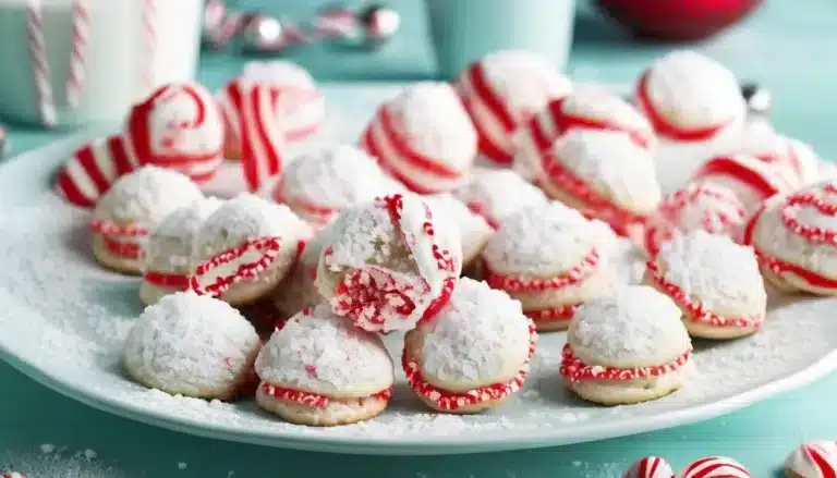 PEPPERMINT SNOWBALL COOKIES