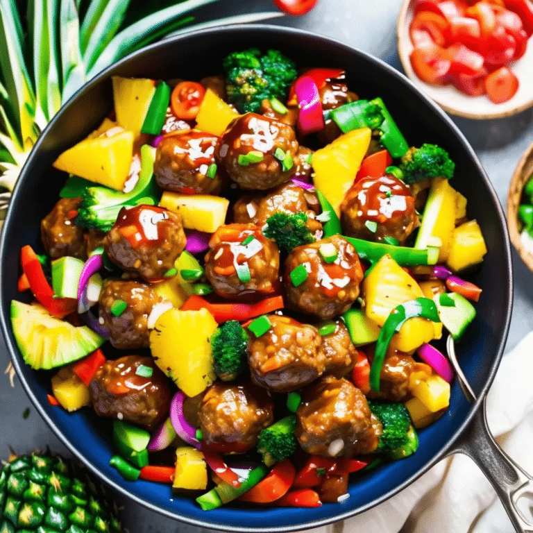 Pineapple Teriyaki Meatballs Stir Fry