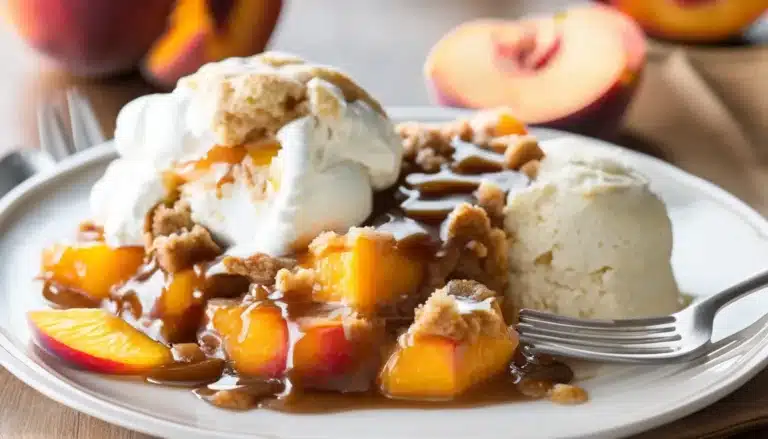 SLOW COOKER PEACH COBBLER