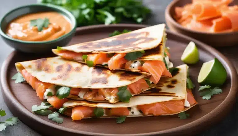 SMOKED SALMON QUESADILLAS WITH CHIPOTLE SAUCE