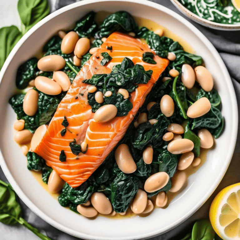 Salmon With Spinach & White Beans