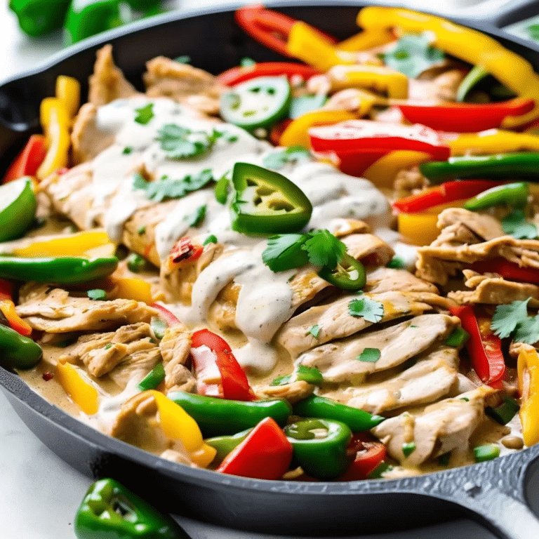 Skillet Creamy Green Chile Chicken Fajitas