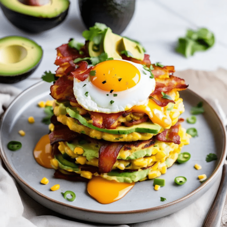 Spicy Corn Cake Breakfast Stack