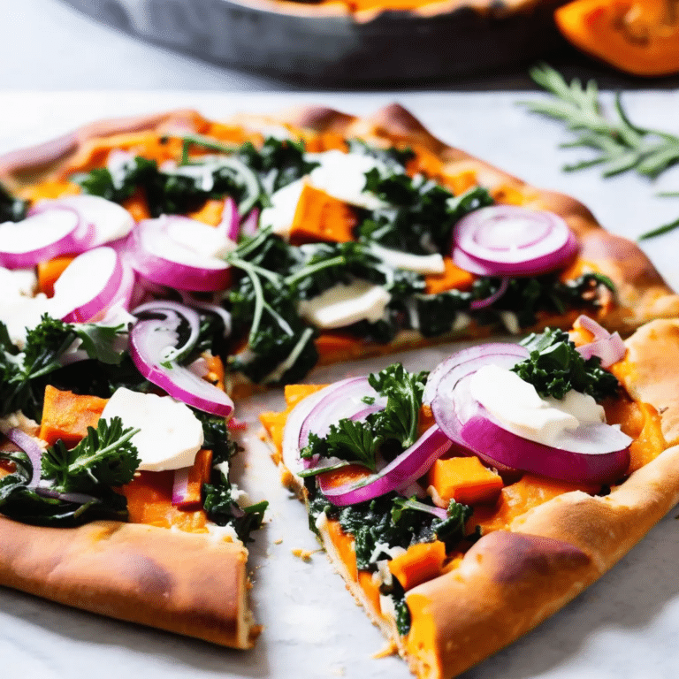 Sweet Potato Kale Pizza With Rosemary And Red Onion